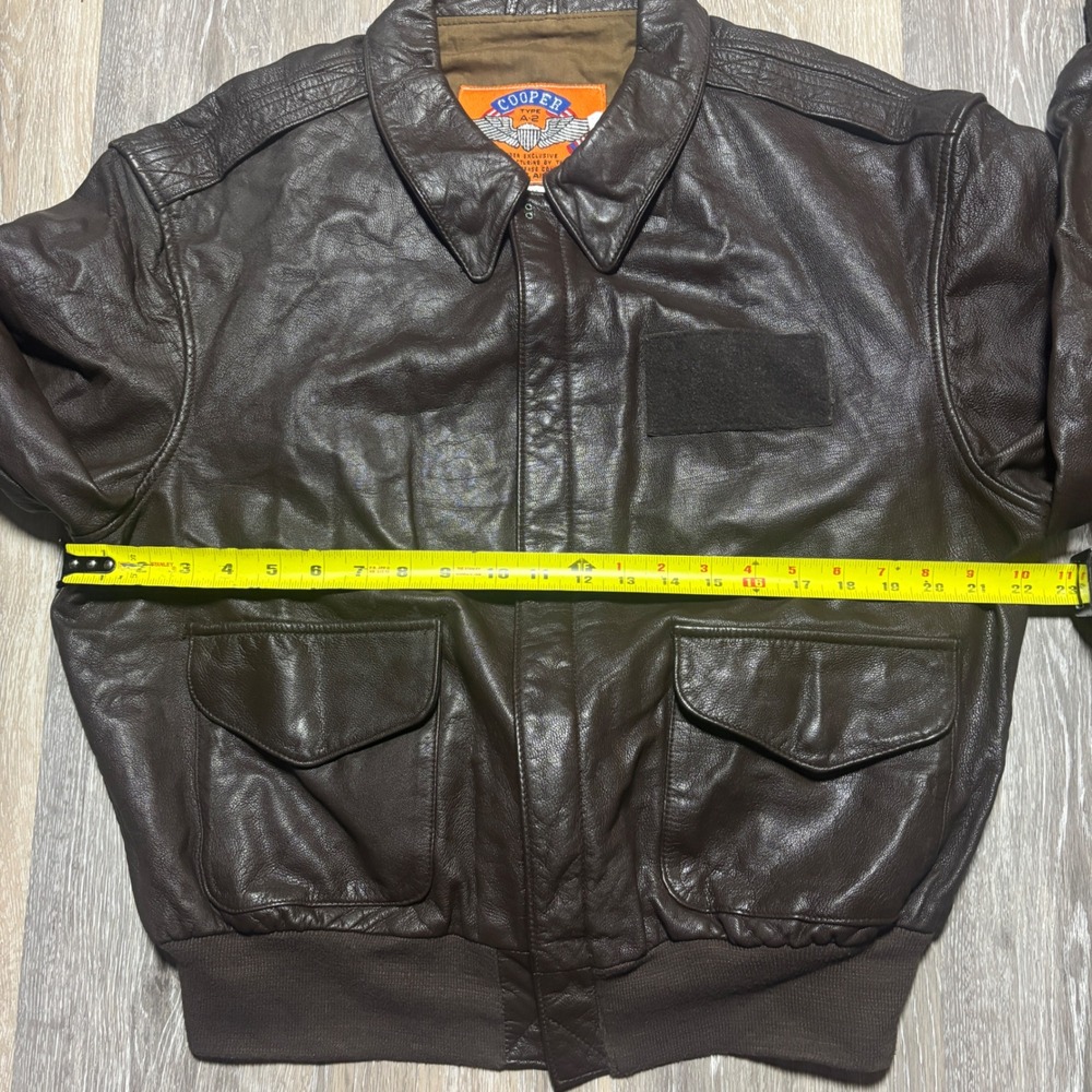Cooper‎ Type A2 Gents Genuine Goatskin Leather Bomber Flight Jacket Size 46R Brn - Picture 12 of 15